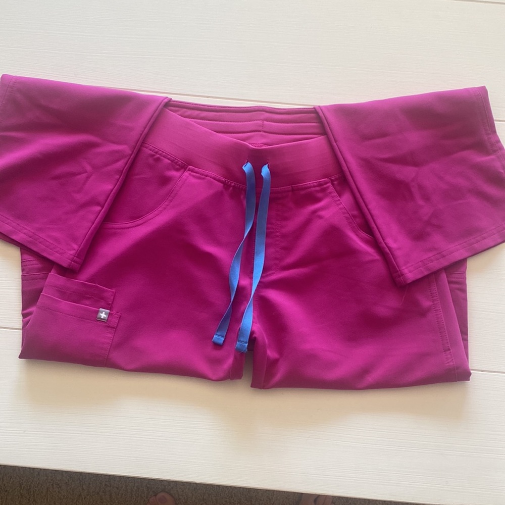 Figs Raspberry Sorbet Kade Petite Cargo Scrub Pants Gem